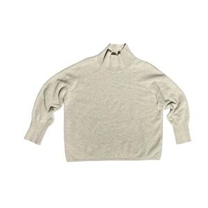 TERCETTE Women's Mock Neck Sweater 50 Yak Wool 50 Wool Beige Size L